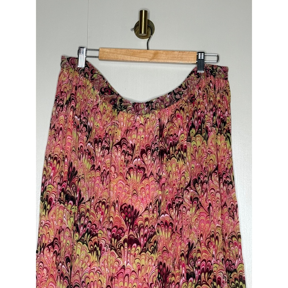 Boho Marble Print Pleated Swing Skirt XXL Pink Festival Cottagecore - Picture 3 of 8